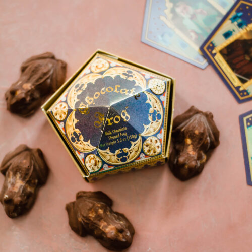 Harry Potter Chocolate Frogs on a pink surface