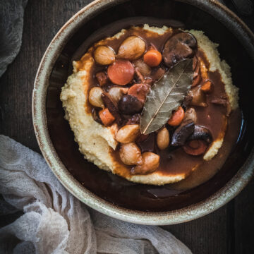 Julia Child inspired vegetarian bourguignon