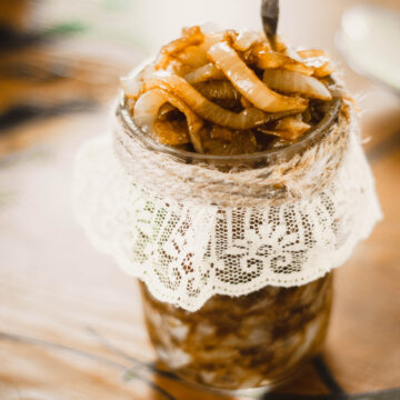 caramelized onions in a jar