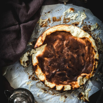 Lemon Burnt Basque Cheesecake Recipe on parchment paper