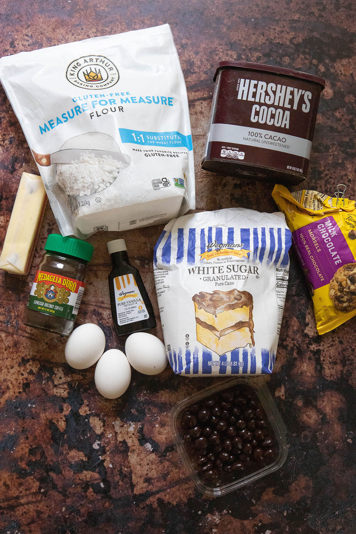 Ingredients for espresso brownies