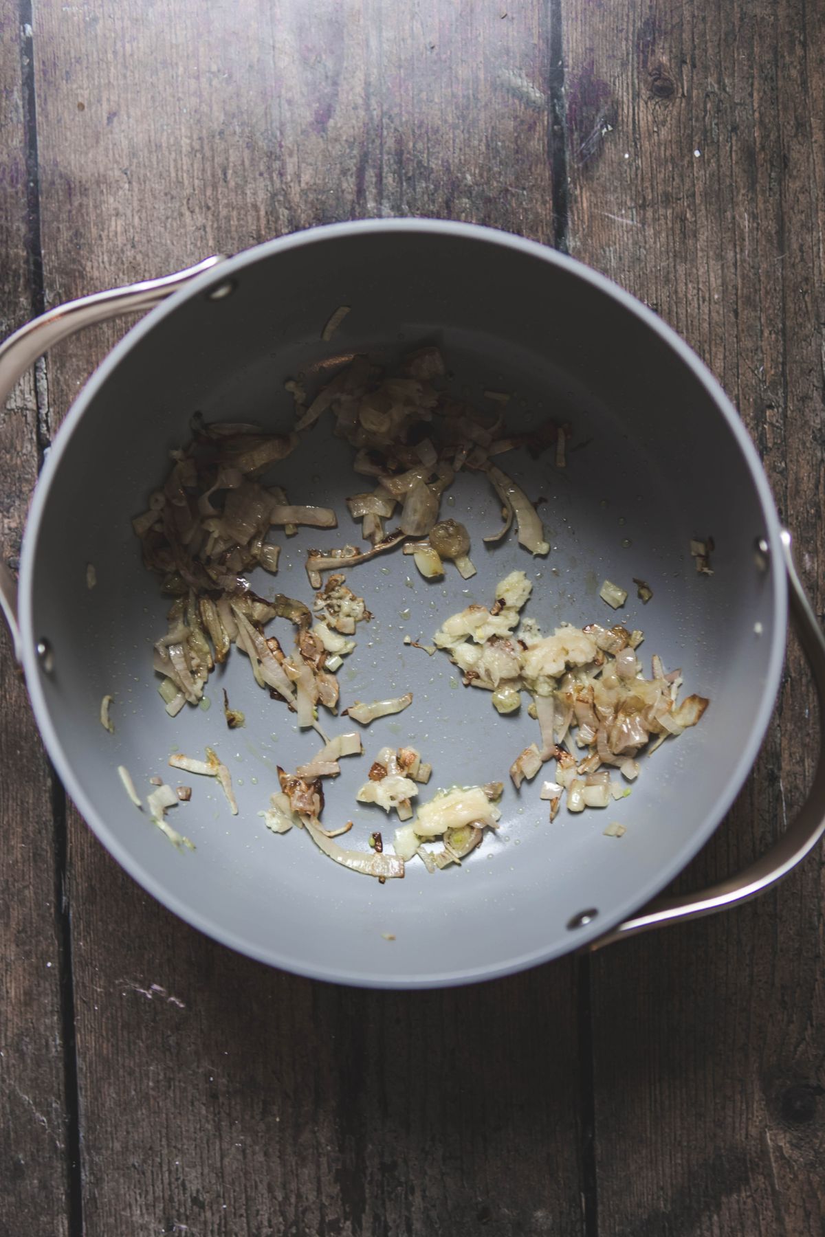 shallots and garlic in a pot