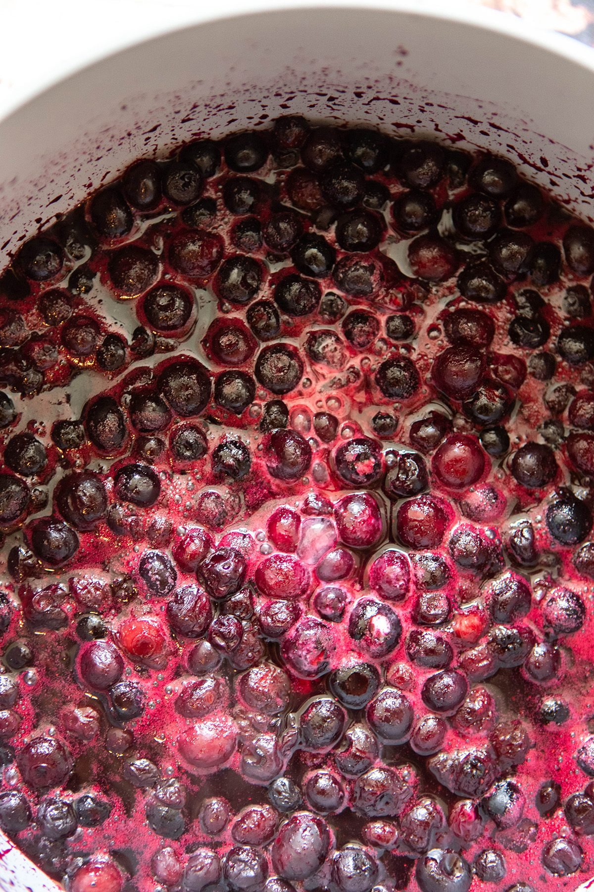 blueberry pie filling in a pot