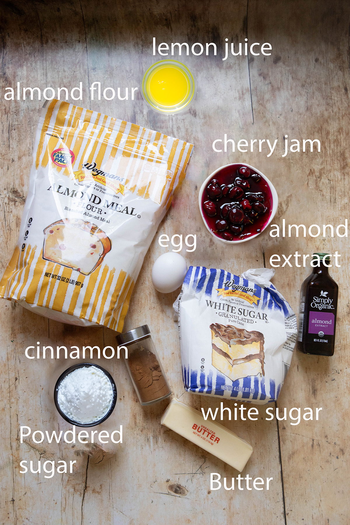 ingredients for cherry bakewell tart