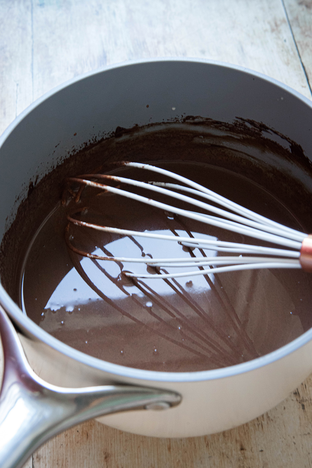 melted chocolate in a pot