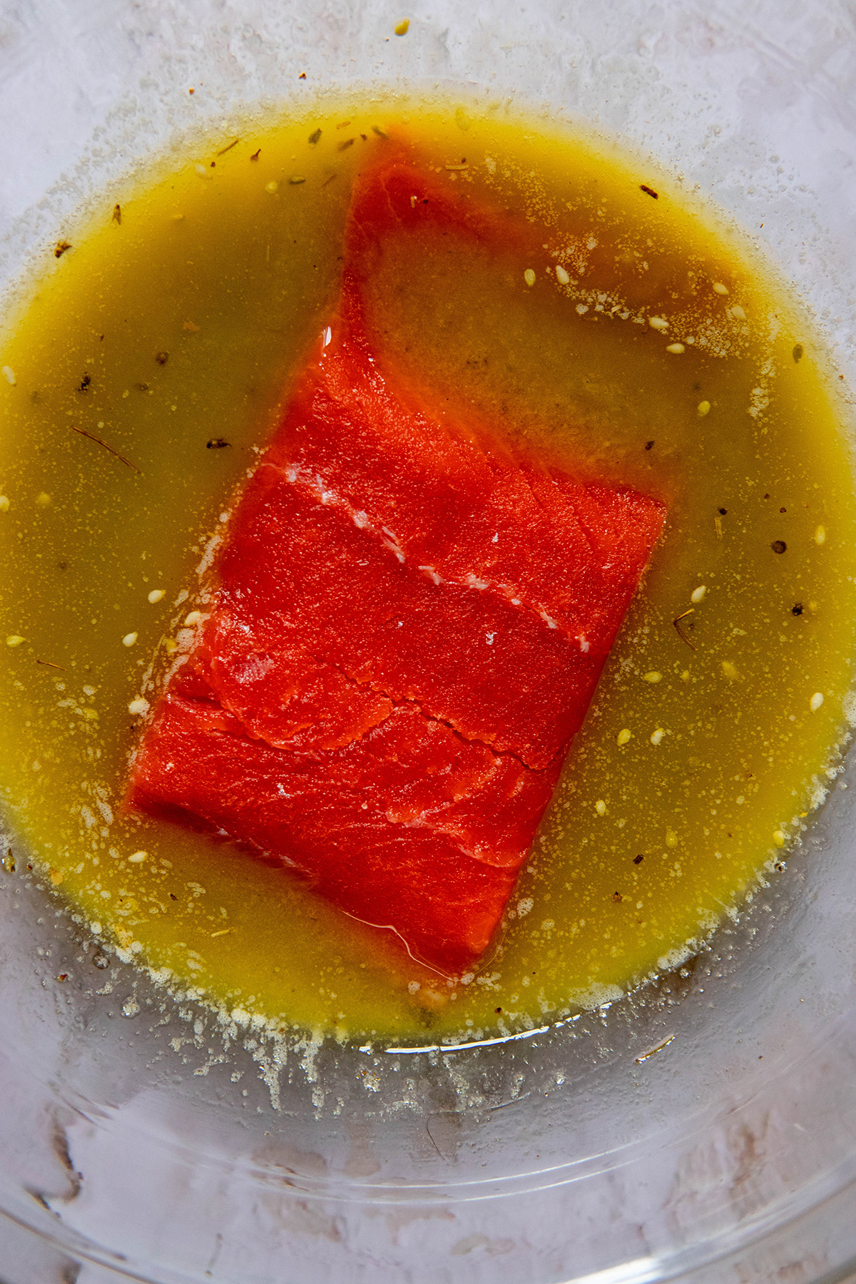 salmon fillet dipped in a sauce