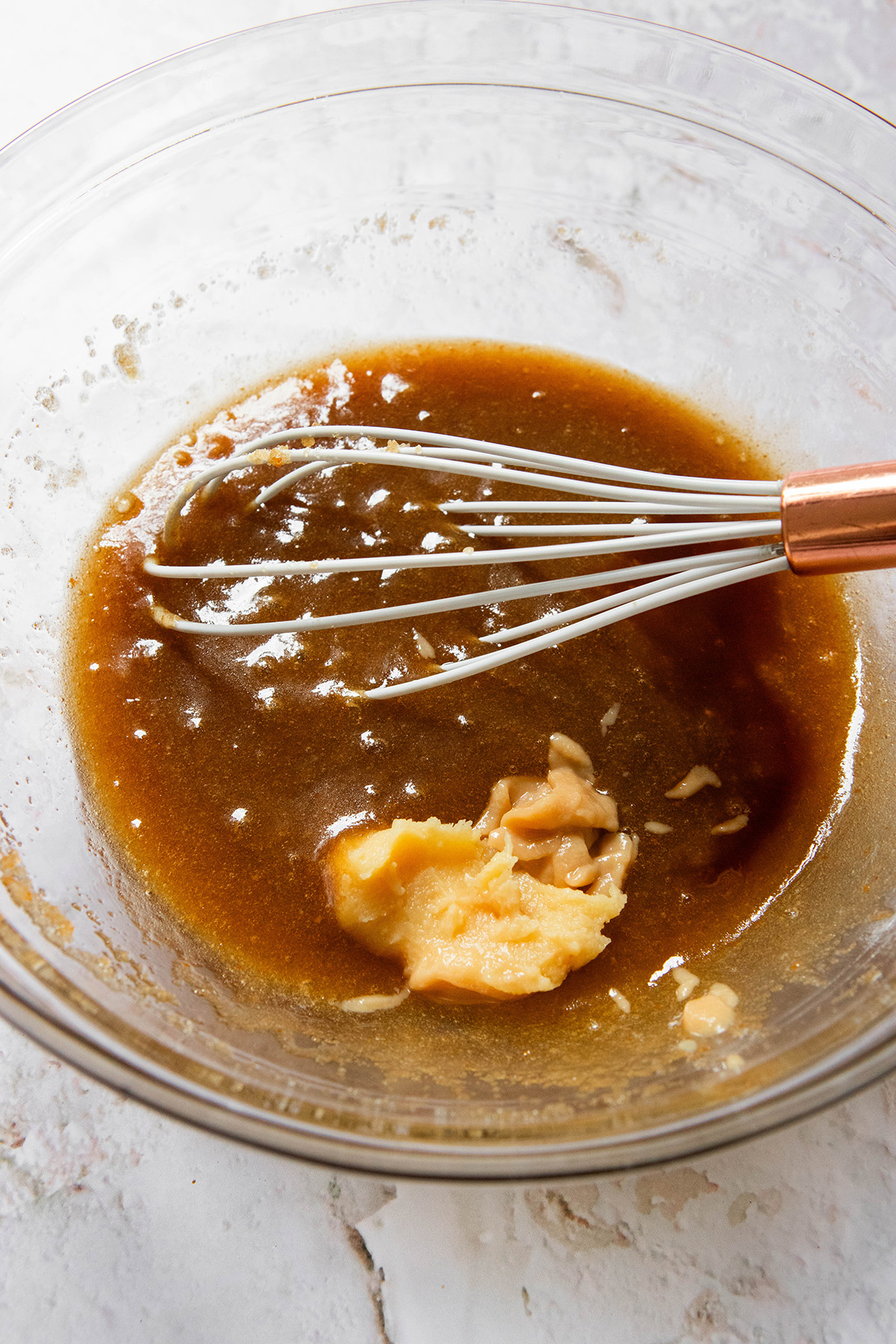 wet ingredients with miso paste