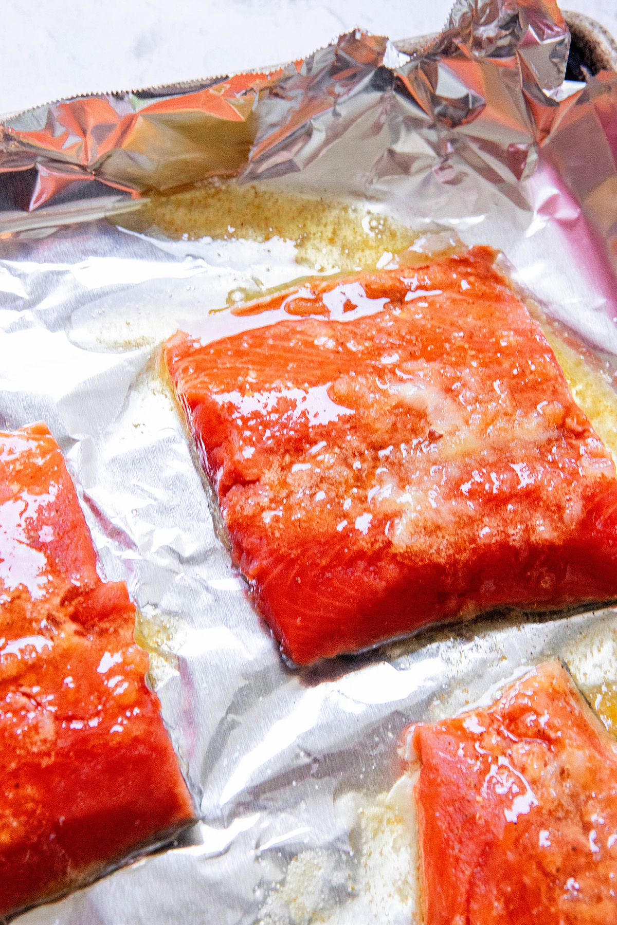 baked salmon on tin foil