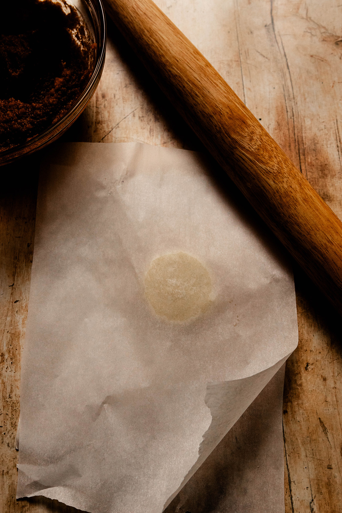 parchment paper and rolling pin