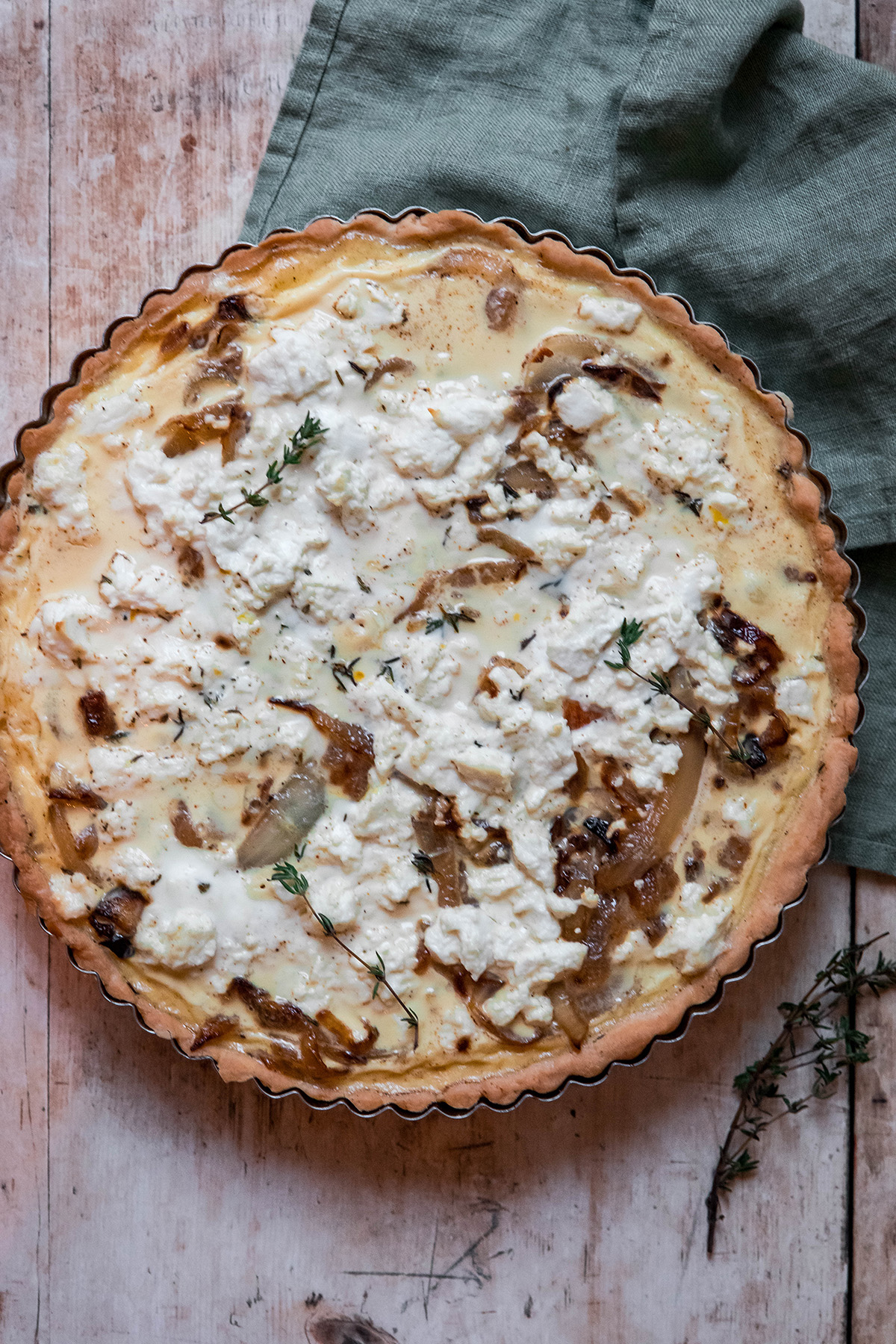 Caramelised onion and goats cheese tart