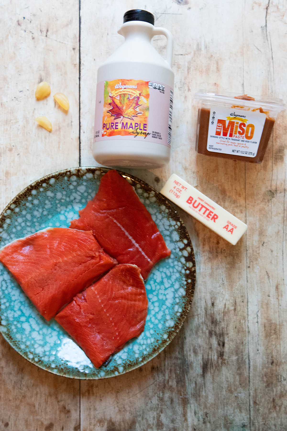 Ingredients for maple miso salmon