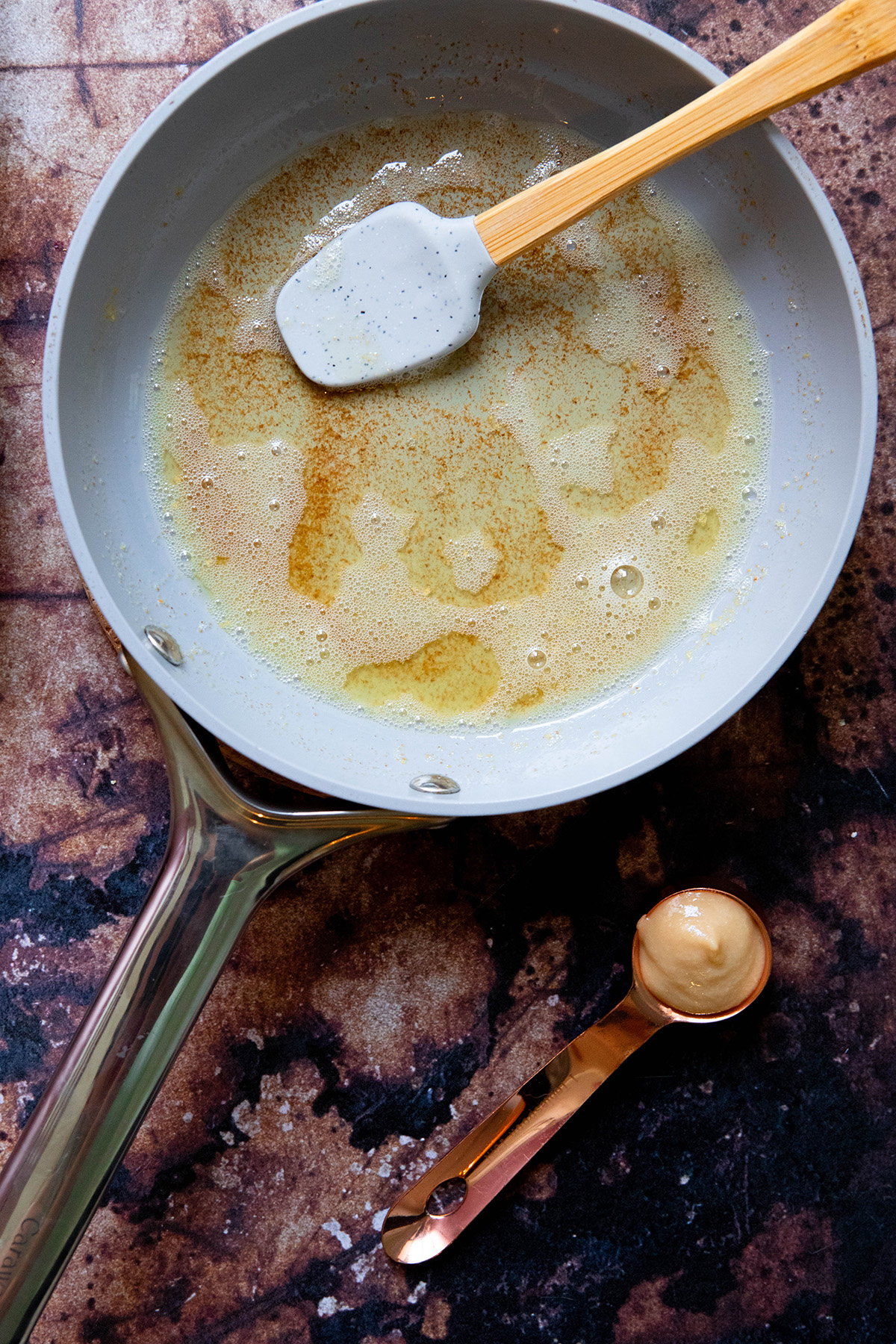 browned butter in a pot with miso