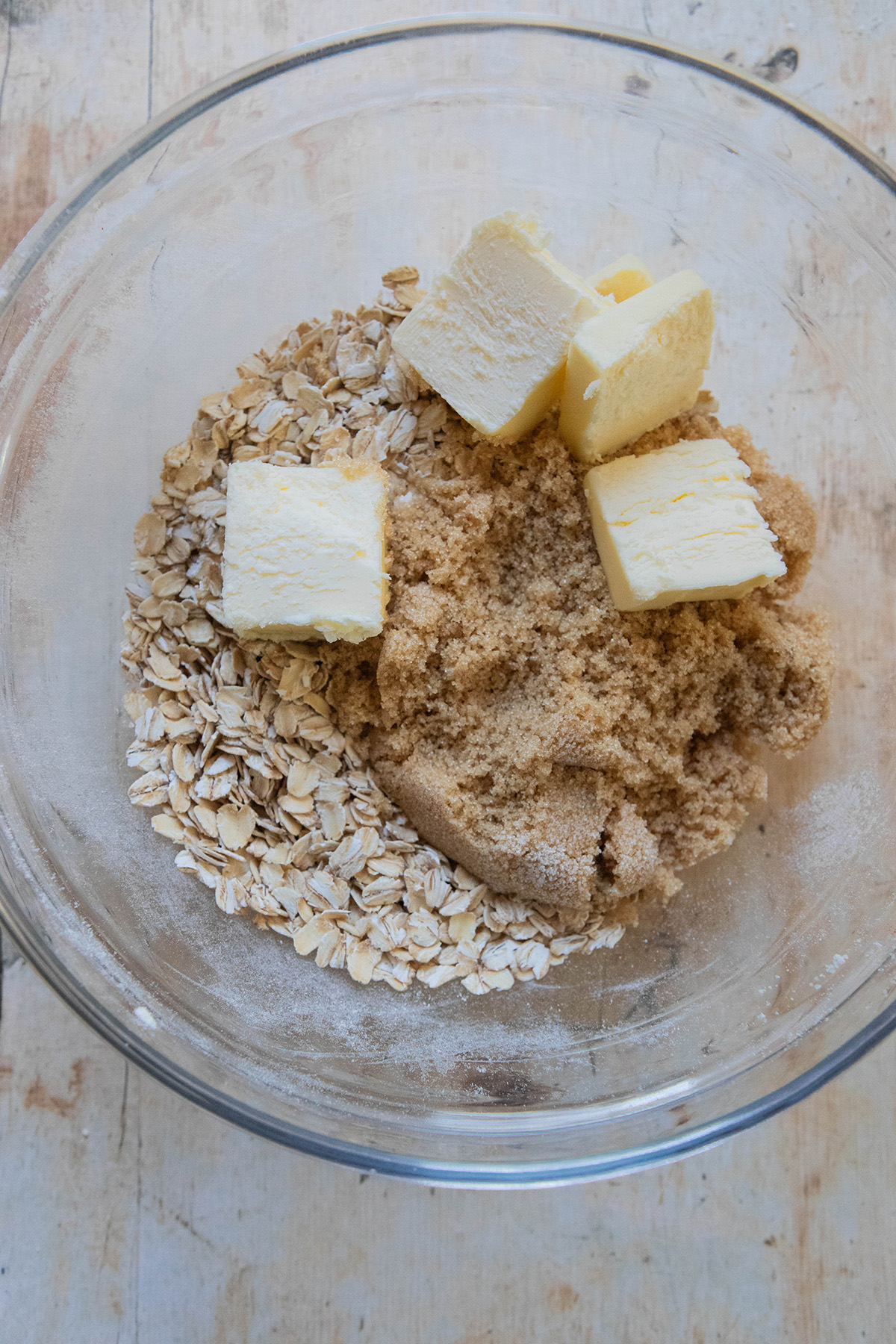 butter, oats, and brown sugar